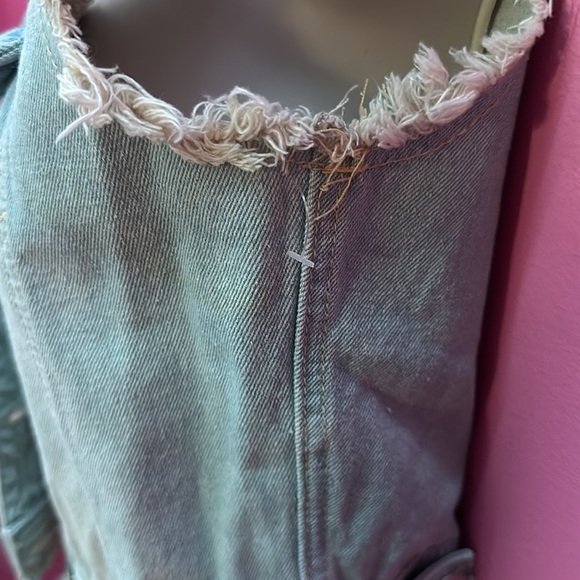 NWOT Light Wash Denim Vest - Distressed Ripped Sleeveless - Small - Picture 2 of 4